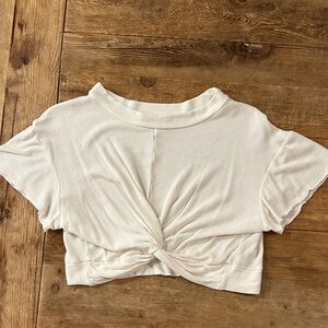 Lucy Love Cream Knotted Crop Top